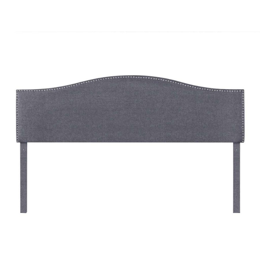 Headboard * | Excellent Quality Accentrics Home Camelback Nail Trimmed Upholstered King & California King Headboard In Charcoal Grey