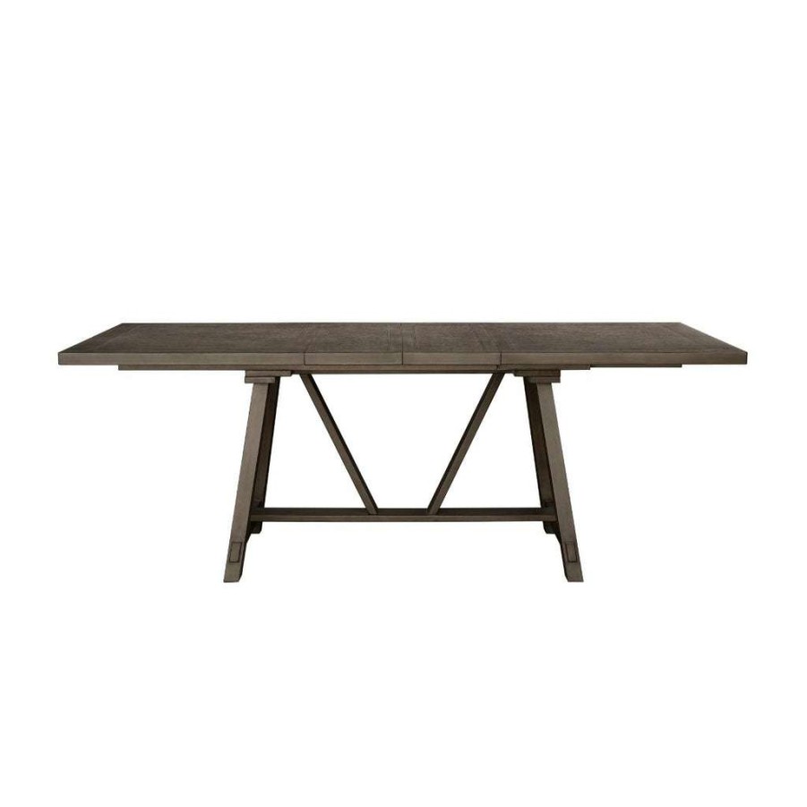 Table * | Top Sellers Accentrics Home Farmhouse Extension Leaf Trestle Style Dining Table Carbon