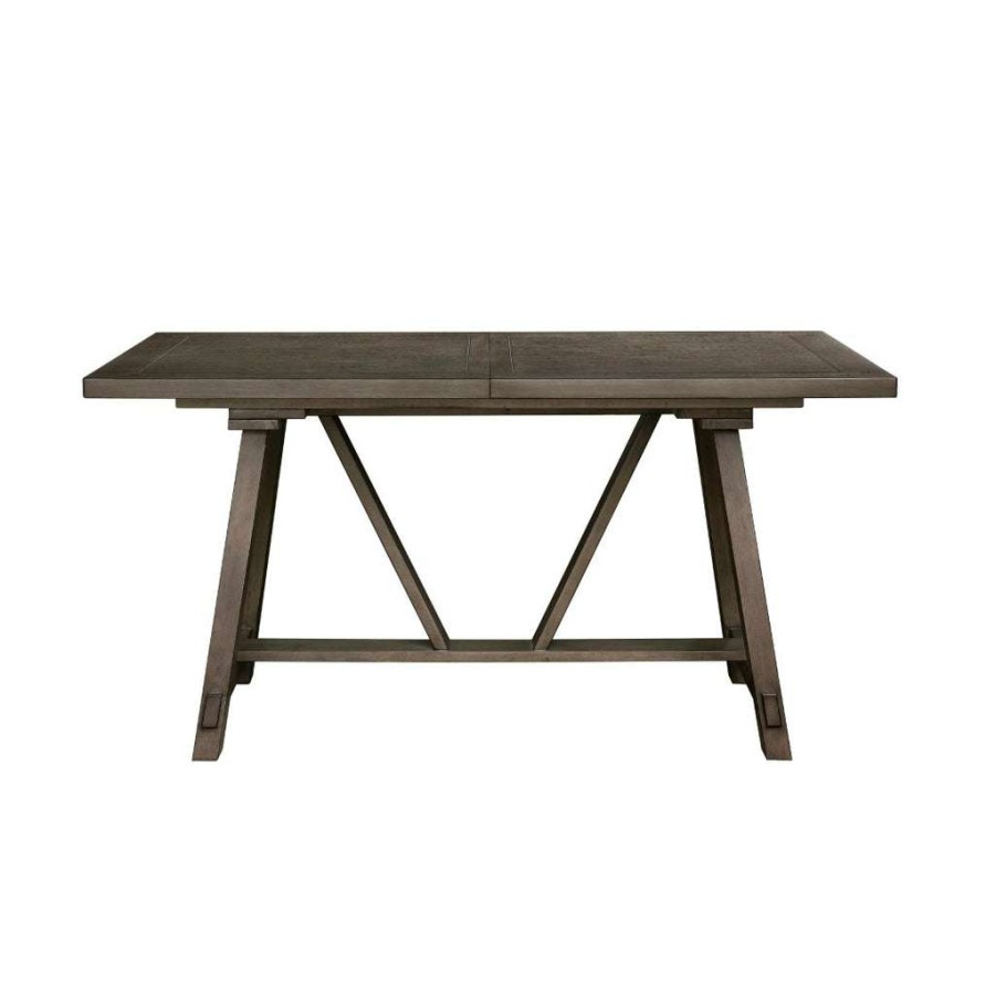 Table * | Top Sellers Accentrics Home Farmhouse Extension Leaf Trestle Style Dining Table Carbon