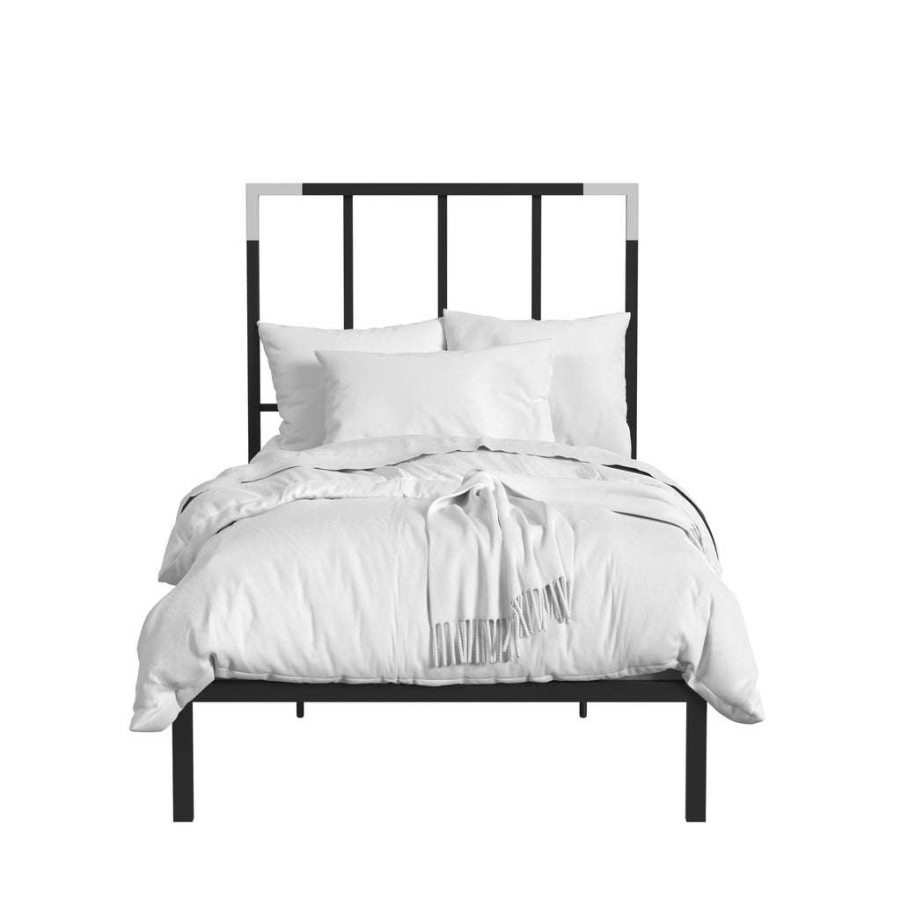 Bed * | Discounts Accentrics Home Twin Metal Bed-Black And Chrome