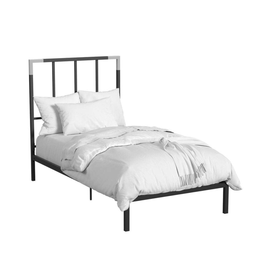 Bed * | Discounts Accentrics Home Twin Metal Bed-Black And Chrome