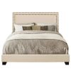 Bed * | Online Discount Accentrics Home Upholstered King Bed With Nailhead Trim In Cream