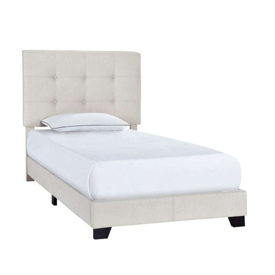 Bed * | High Quality Accentrics Home Button Tufted Twin Upholstered Bed In Light Gray