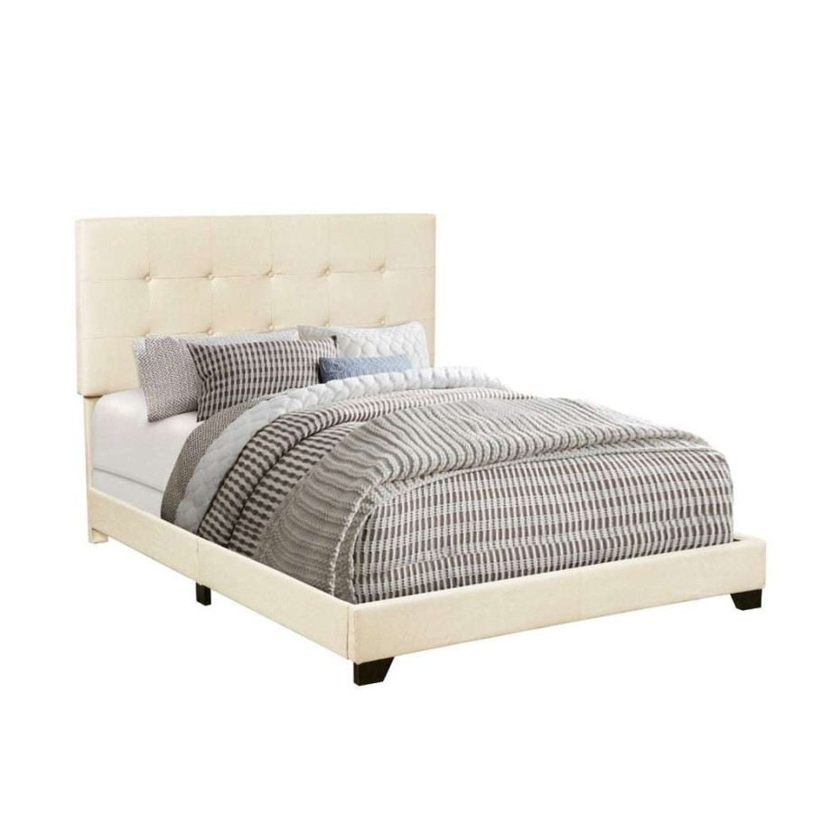 Bed * | Discounts Accentrics Home Button Tufted Full Upholstered Bed In Cream