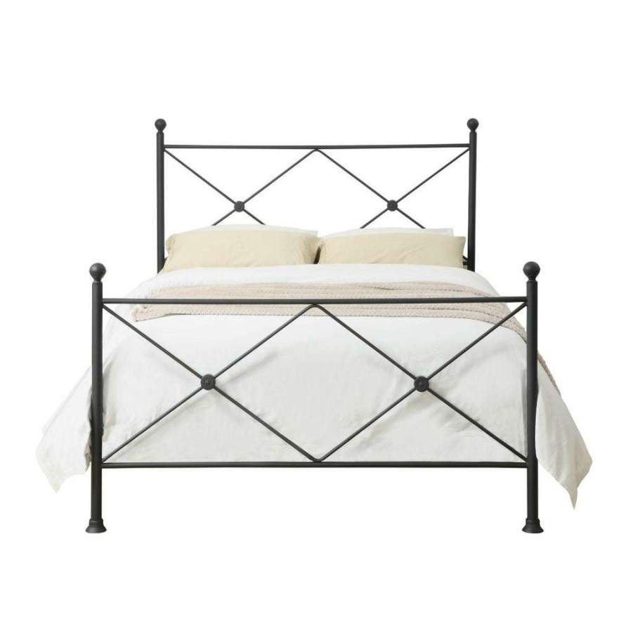 Bed * | Discounts Accentrics Home King Metal Poster Bed With X Accents In Iron Black