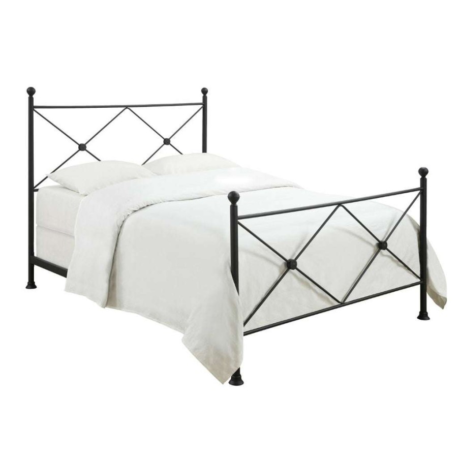 Bed * | Discounts Accentrics Home King Metal Poster Bed With X Accents In Iron Black