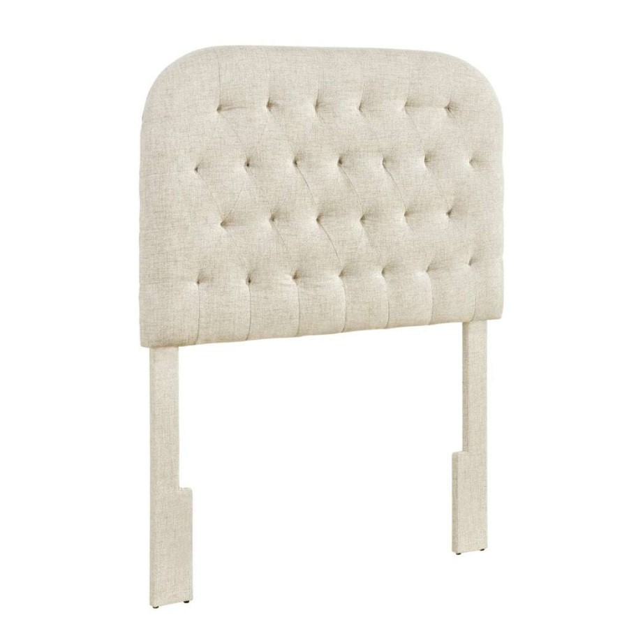 Headboard * | Best Sale Accentrics Home Rounded Corner, Diamond Tufted Twin Upholstered Headboard In Doe Beige