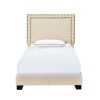 Bed * | High Quality Accentrics Home Cream Upholstered Twin Bed With Double Nail Head Trim