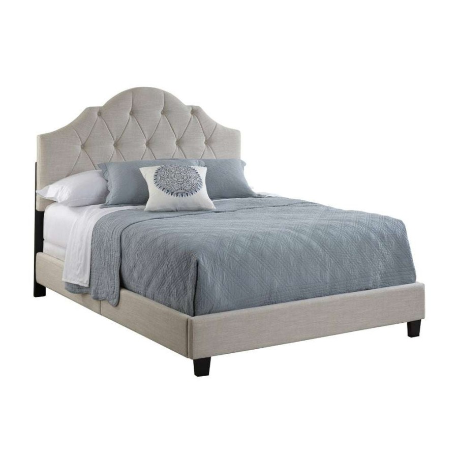 Bed * | Best Guaranteed Accentrics Home Tufted Upholstered Queen Bed In Soft Beige