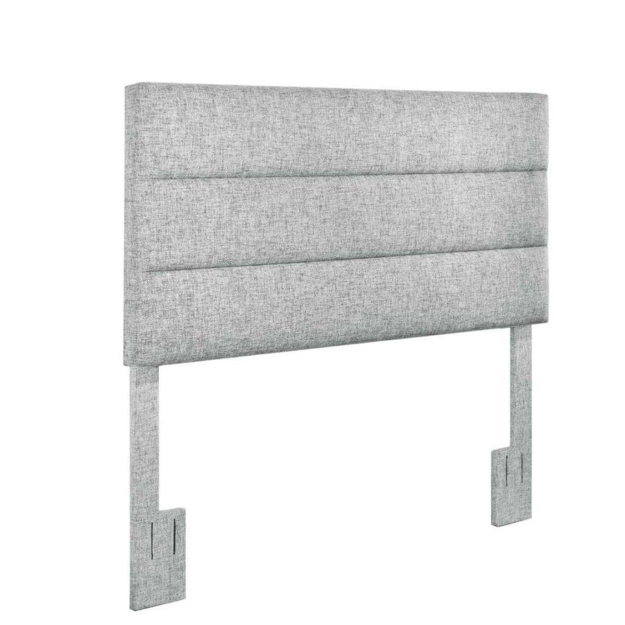 Table * | Outlet Accentrics Home Horizontally Channeled, Adjustable Full Or Queen Headboard In Platinum Gray