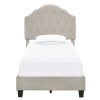 Bed * | Popular Accentrics Home Scalloped Tufted Twin Upholstered Bed In Soft Beige