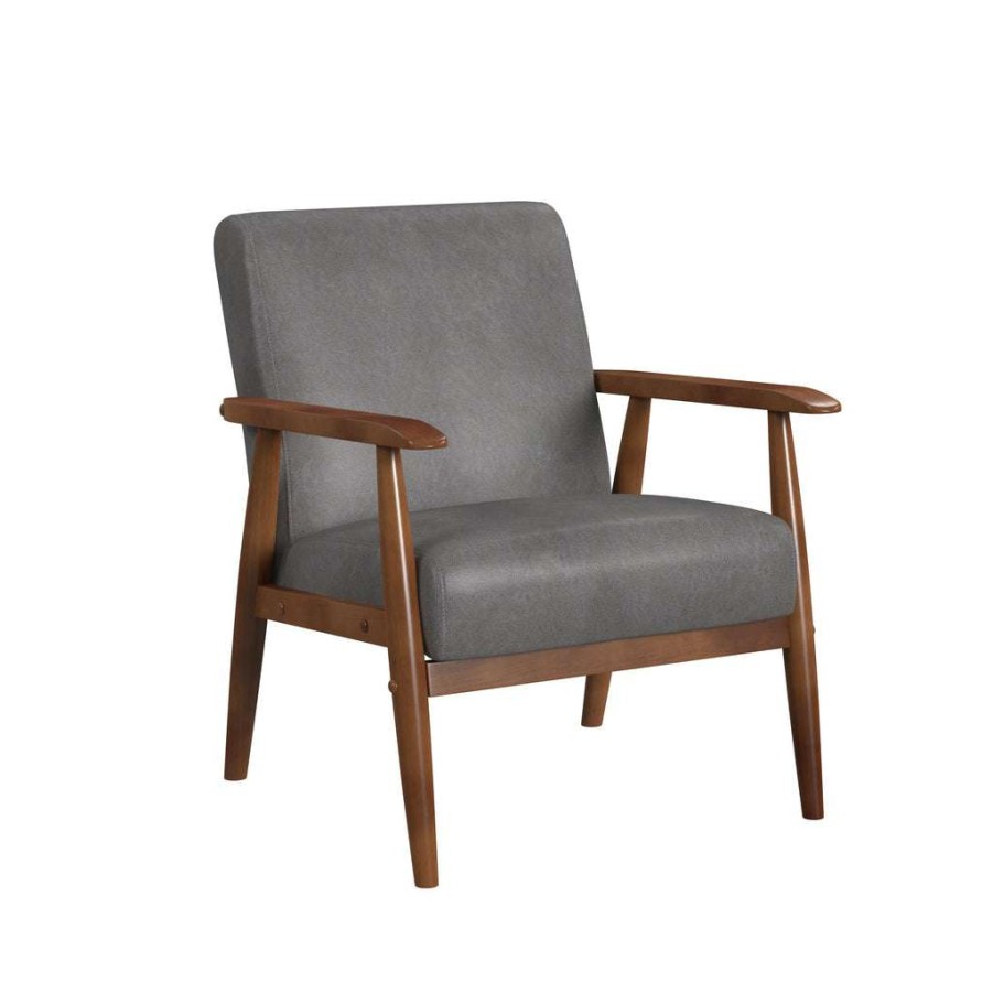 Chair * | High Quality Accentrics Home Wood Frame Mid-Century Modern Accent Chair In Steel Grey