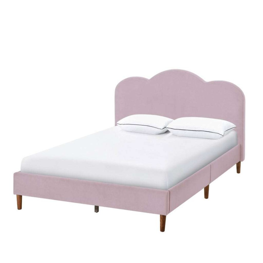 Bed * | Best Sale Accentrics Home Arched Upholstered Queen Platform Bed In Blush Rose Velvet