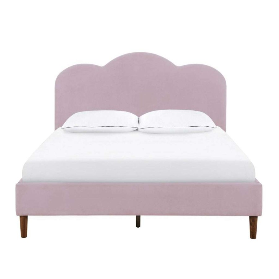 Bed * | Best Sale Accentrics Home Arched Upholstered Queen Platform Bed In Blush Rose Velvet