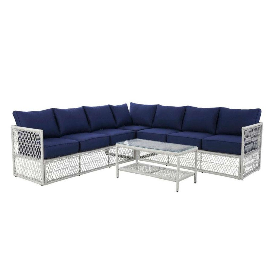 Table * | Excellent Quality Accentrics Home Simple Weave Sectional Set With Cocktail Table