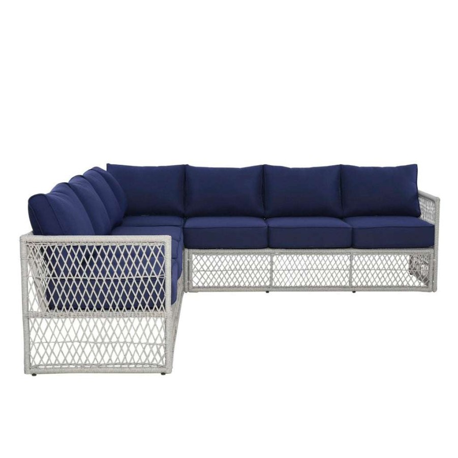 Table * | Excellent Quality Accentrics Home Simple Weave Sectional Set With Cocktail Table