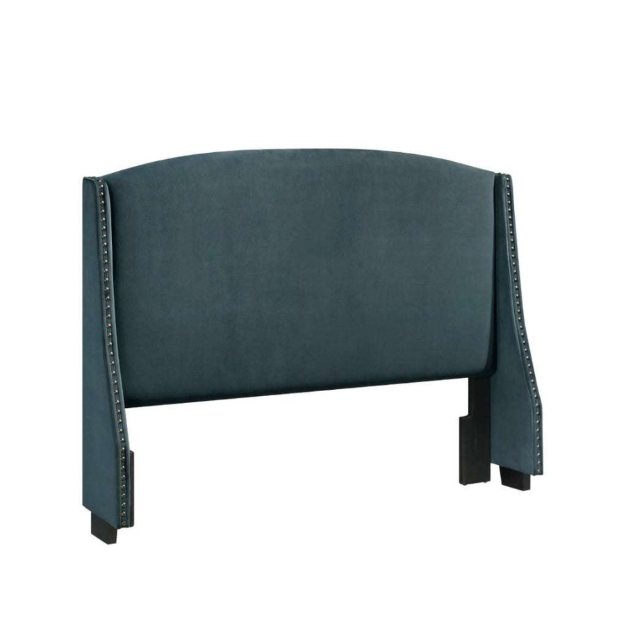 Headboard * | Outlet Accentrics Home Shelter Style Upholstered Wingback King Headboard In Jasper Blue