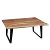 Table * | High Quality Accentrics Home Solid Acacia Live Edge Cocktail Table With Iron Sled Base