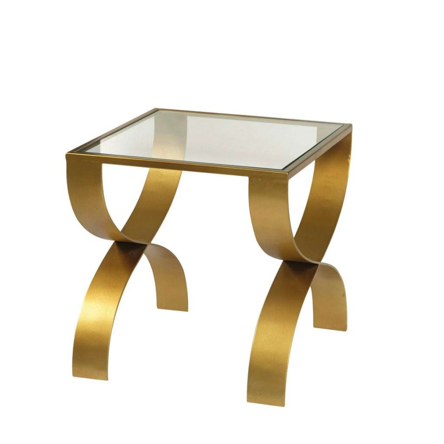 Table * | Discount Accentrics Home Bella Iron End Table With Glass Top