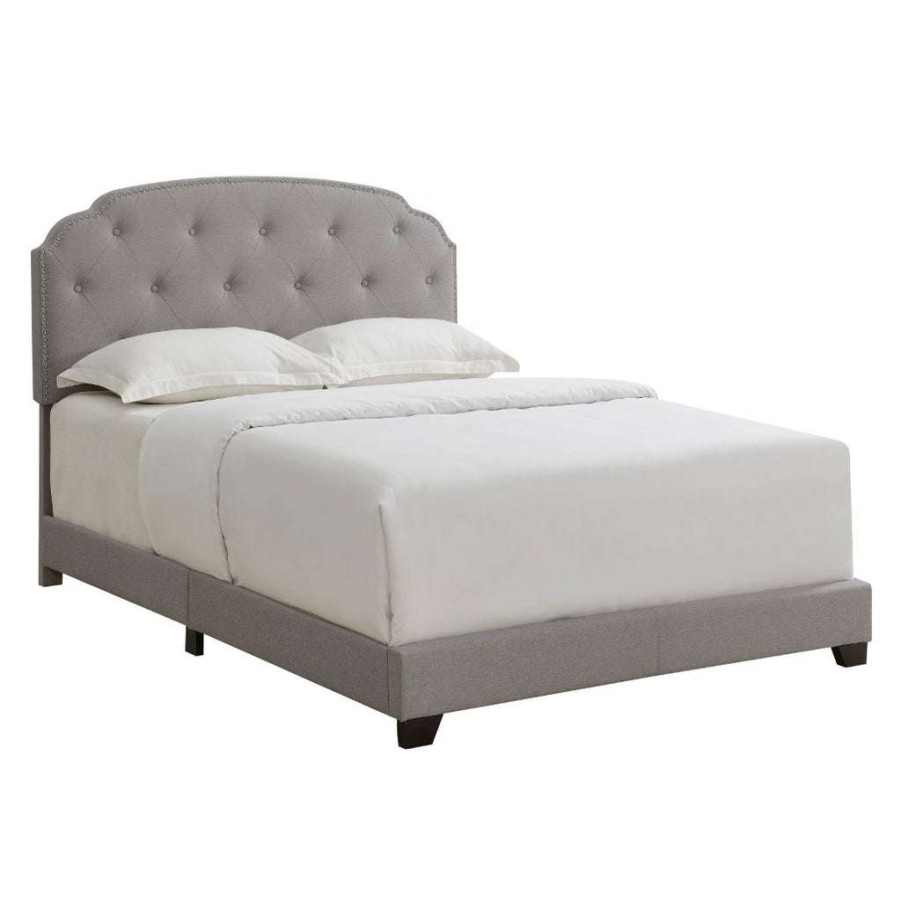 Bed * | Official Accentrics Home Diamond Tufted, Nailhead Trim Full Upholstered Bed In Smoke Gray