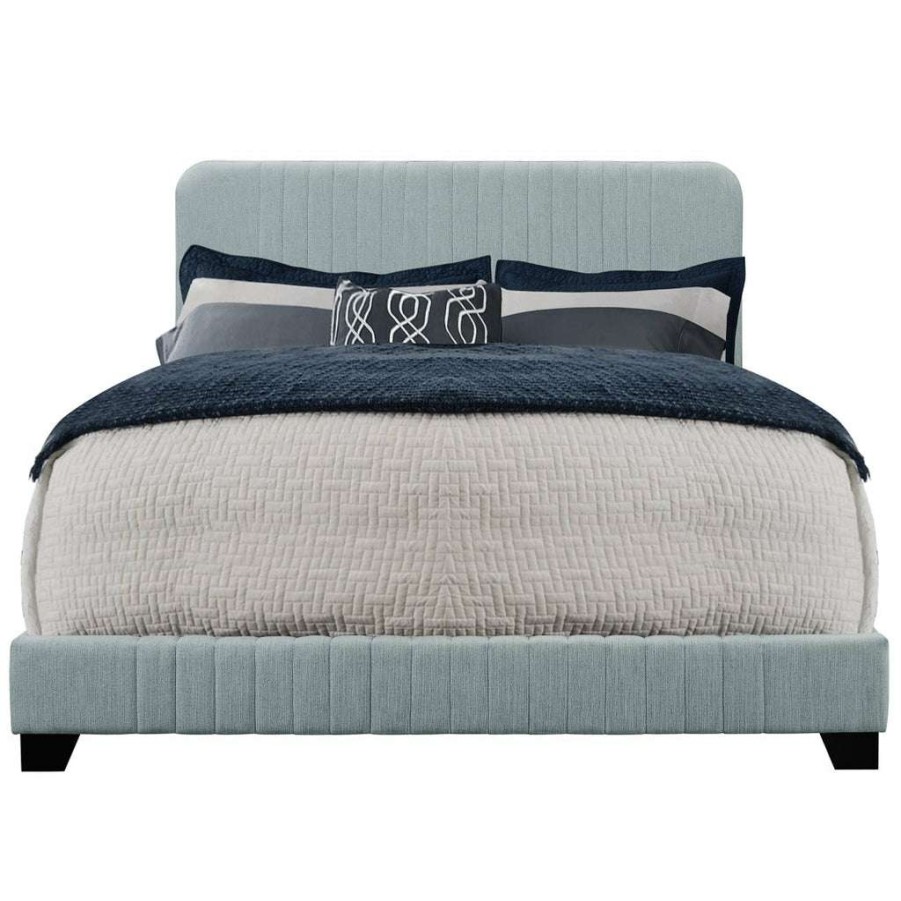 Bed * | Best Sale Accentrics Home Mid-Century All-In-One King Bed With Channeled Headboard & Footboard In Dupree Delft