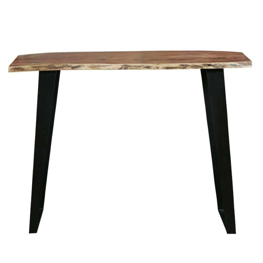 Table * | Featured Accentrics Home Solid Acacia Live Edge Sofa Table With Iron Sled Base