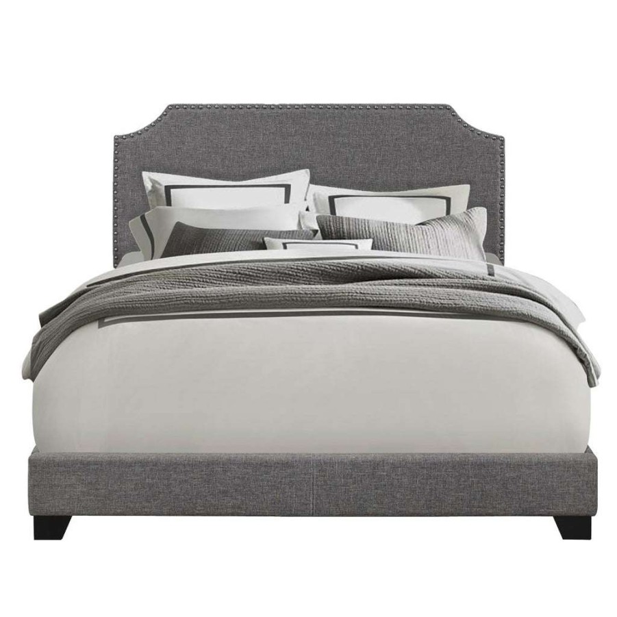 Bed * | Discounts Accentrics Home Clipped Corner Upholstered Queen Bed In Dark Grey