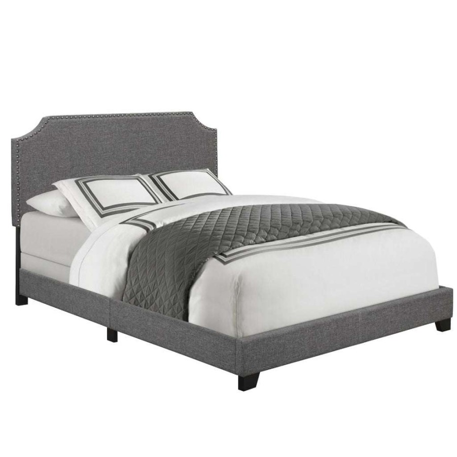 Bed * | Discounts Accentrics Home Clipped Corner Upholstered Queen Bed In Dark Grey