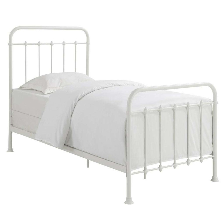 Bed * | Latest Accentrics Home Curved Corner Metal Twin Bed In White