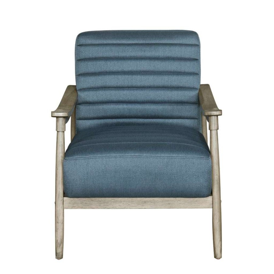 Chair * | Best Guaranteed Accentrics Home Wood Arm Channel Chair Navy