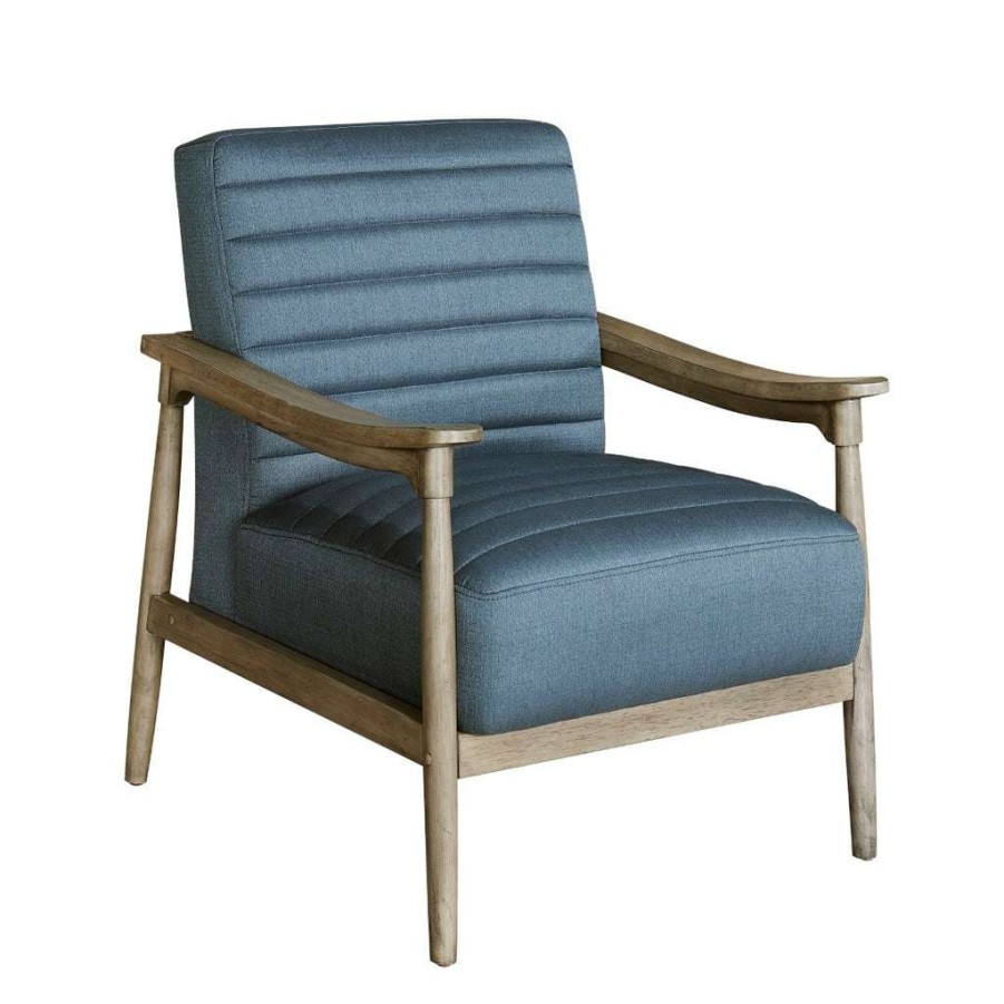 Chair * | Best Guaranteed Accentrics Home Wood Arm Channel Chair Navy