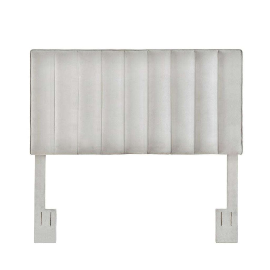 Table * | Popular Accentrics Home Crushed-Velvet, Vertically Channeled, Adjustable Full Or Queen Headboard In Light Gray