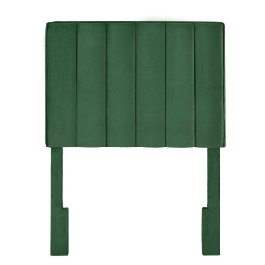 Table * | Official Accentrics Home Crushed-Velvet, Vertically Channeled, Adjustable Twin Headboard In Emerald Green