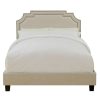 Bed * | Popular Accentrics Home Nailhead Marquee Upholstered Queen Bed In Beige