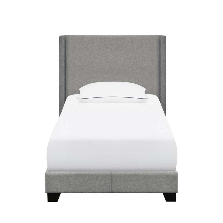 Bed * | Official Accentrics Home Upholstered Shelter Twin Bed In Light Gray