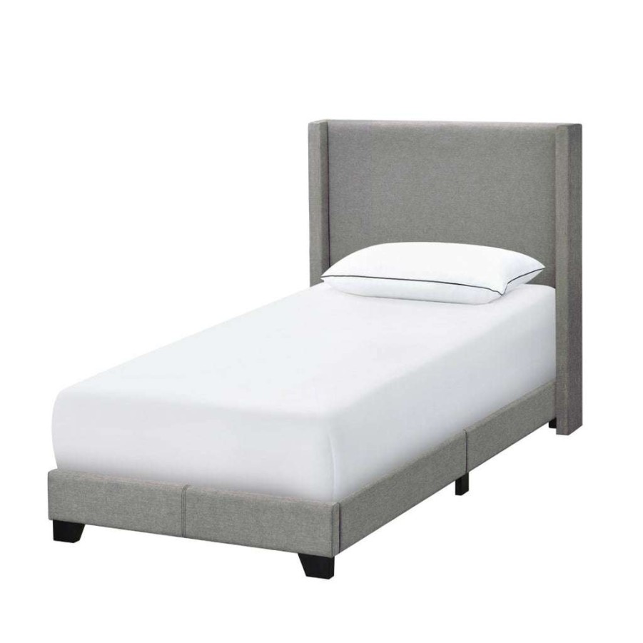 Bed * | Official Accentrics Home Upholstered Shelter Twin Bed In Light Gray