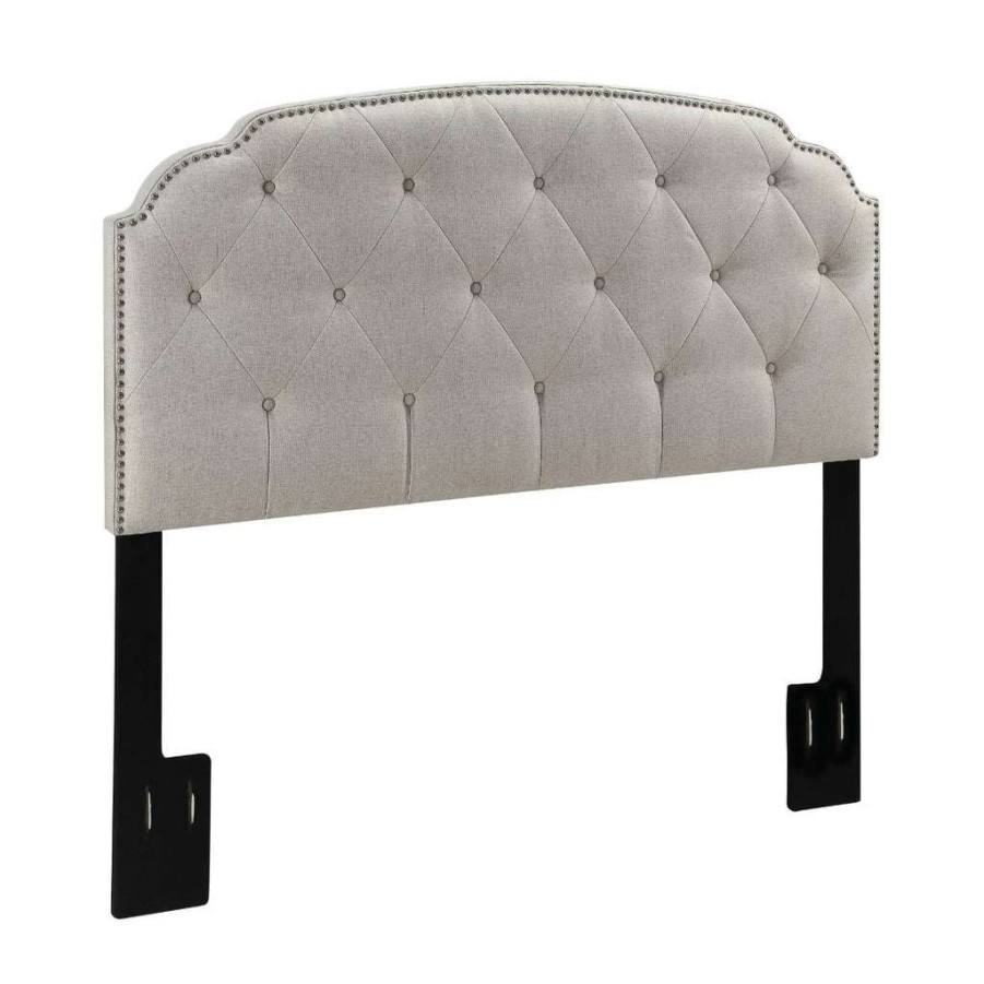 Headboard * | Featured Accentrics Home Curved Upholstered Full/ Queen Headboard In Cloud Grey