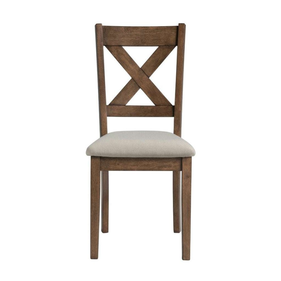 Chair * | Top Sell Accentrics Home Farmhouse Beige Upholstered X Back Dining Chair