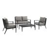 Chair * | Best Sale Accentrics Home Metal Base Loveseat, Chair & Coffee Table Set In Black W/ Gray Cushion