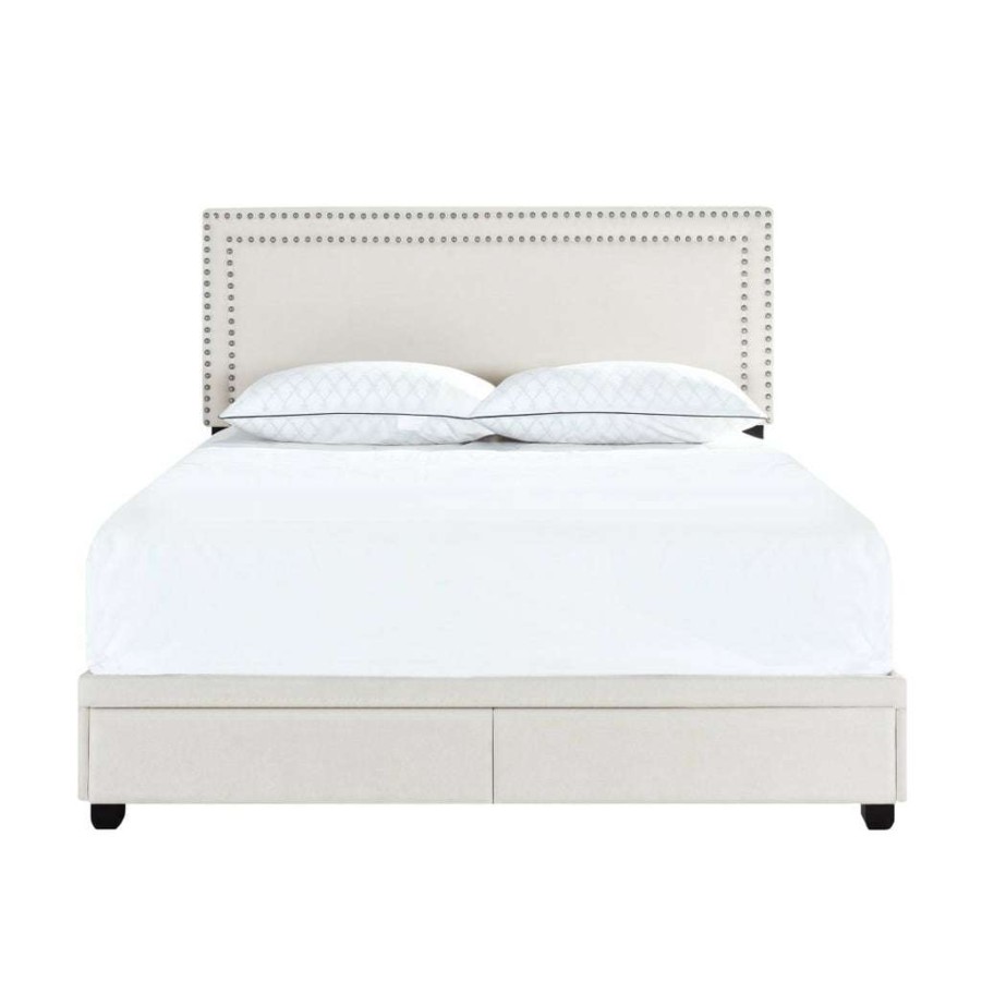 Bed * | Outlet Accentrics Home King Nail Trim Storage Bed In Fog