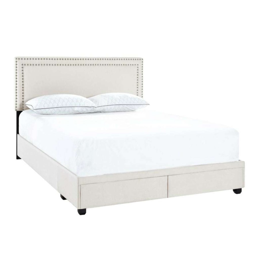 Bed * | Outlet Accentrics Home King Nail Trim Storage Bed In Fog