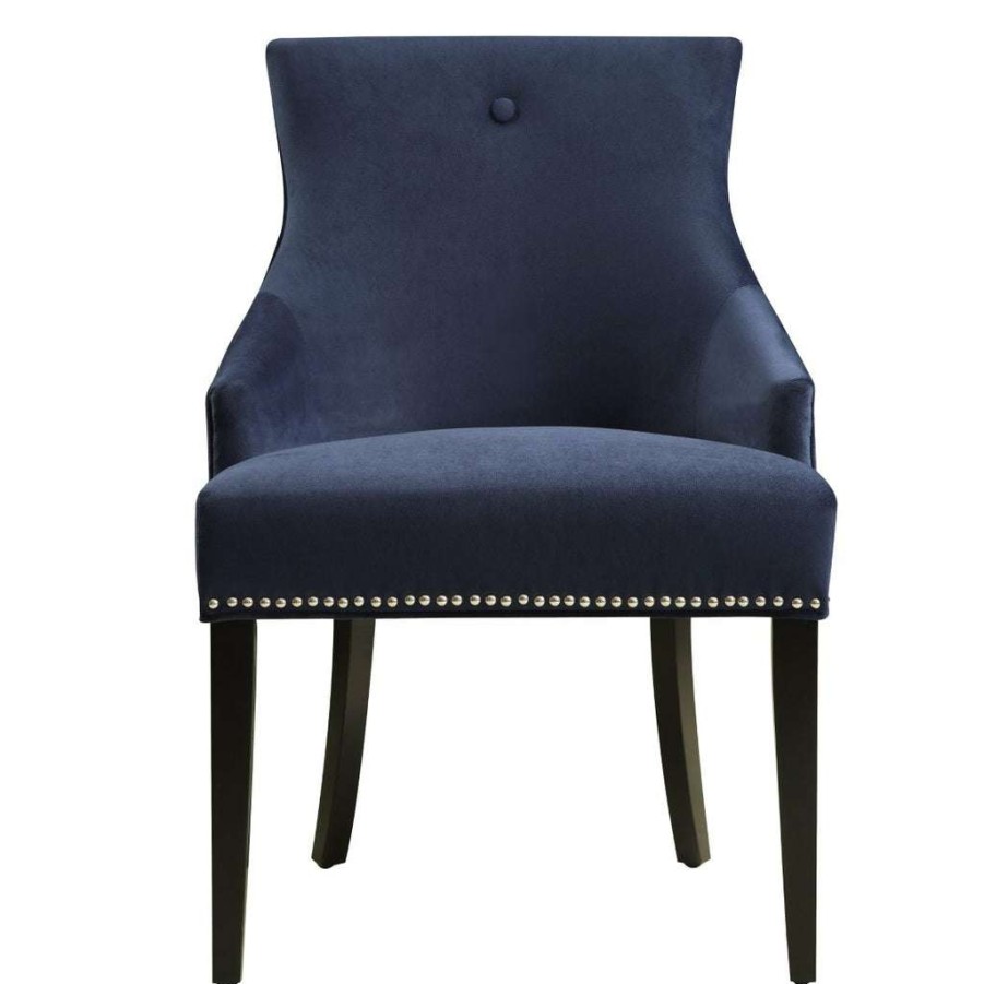 Chair * | Best Guaranteed Accentrics Home Nailhead Trimmed Upholstered Dining Chair In Navy Blue