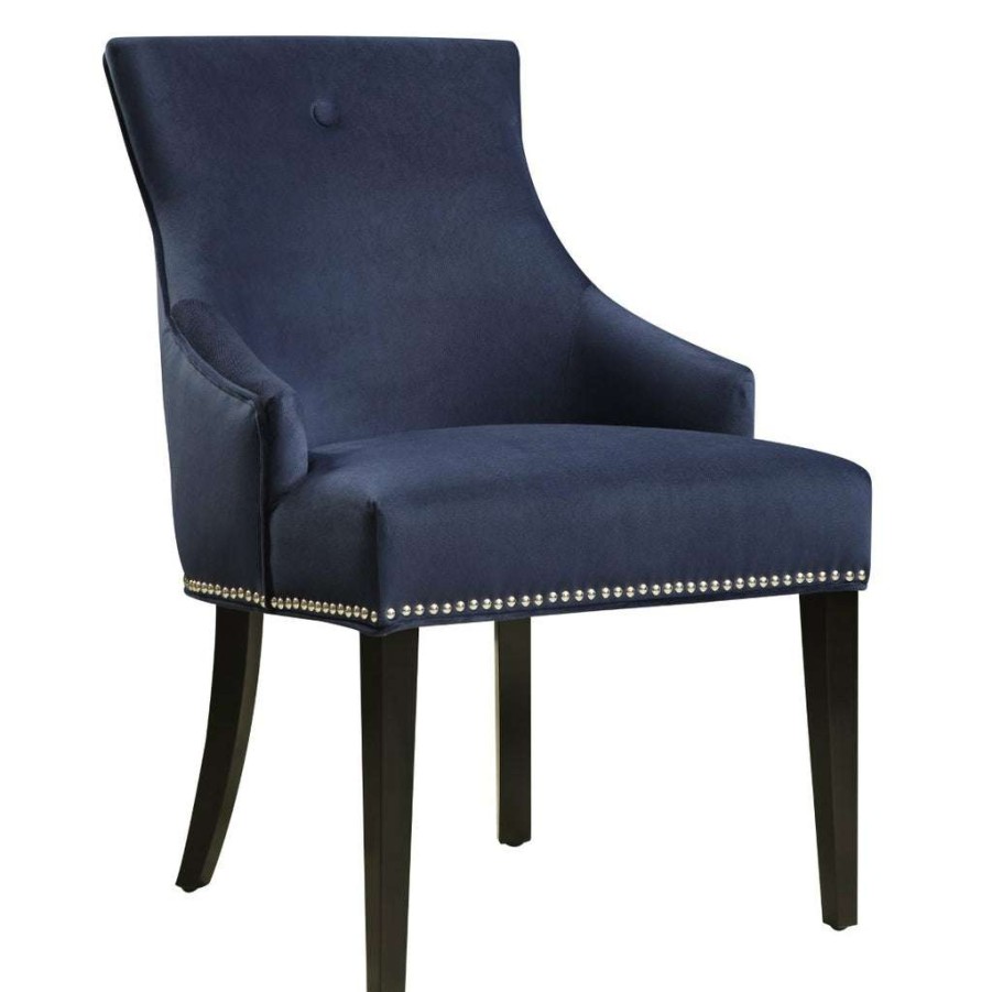 Chair * | Best Guaranteed Accentrics Home Nailhead Trimmed Upholstered Dining Chair In Navy Blue