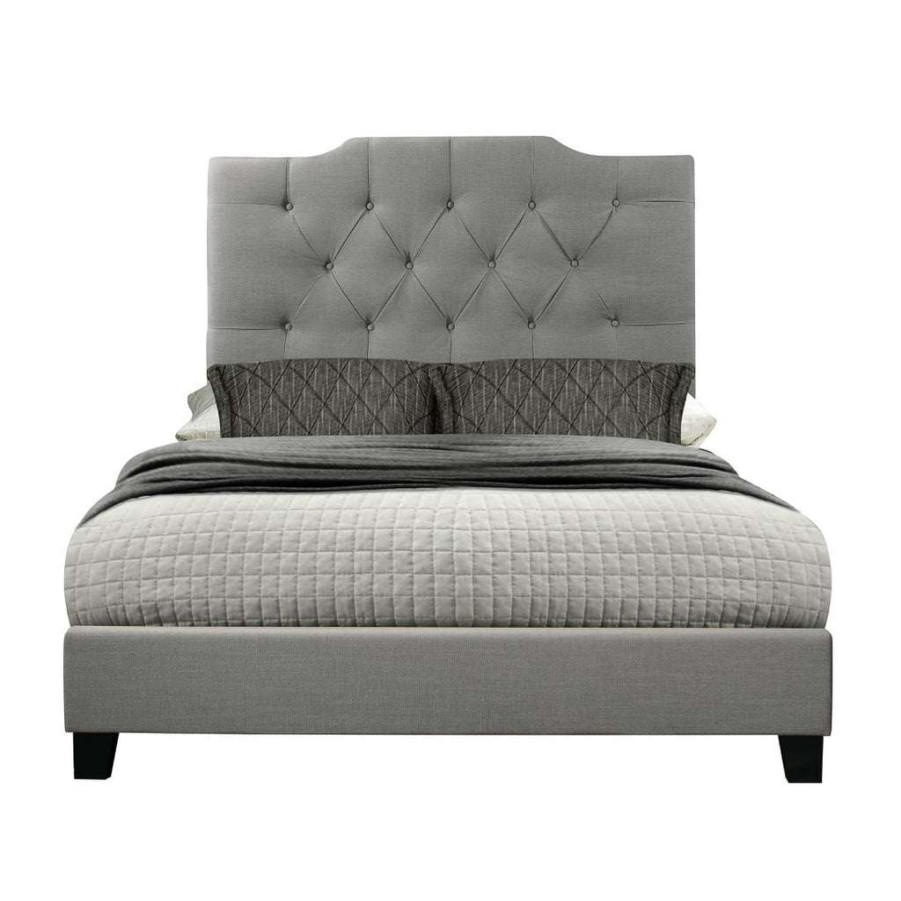 Bed * | Featured Accentrics Home Hanover Style Tufted Queen Bed With Usb Charging In Ash Grey