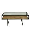 Table * | Excellent Quality Accentrics Home Iron Coffee Table With Glass Top And Wooden Shelf