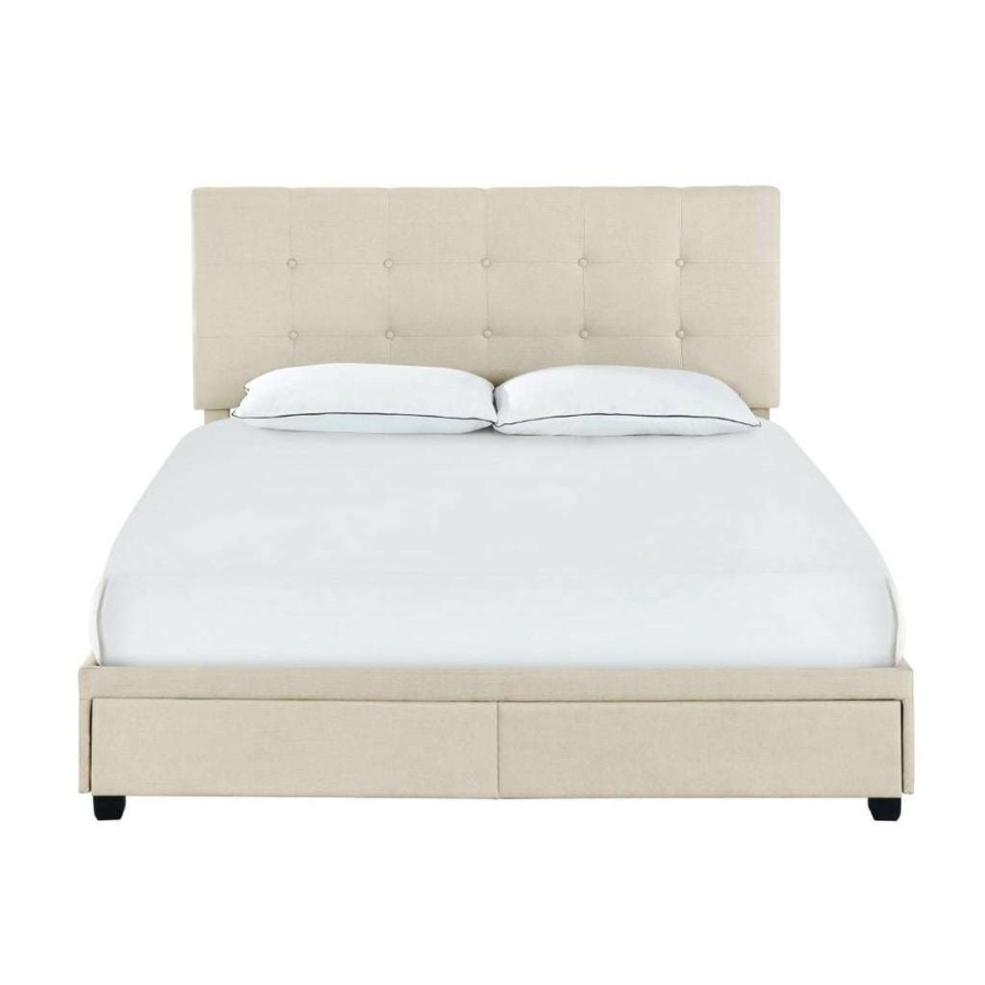 Bed * | Online Discount Accentrics Home Queen Storage Bed In Linen