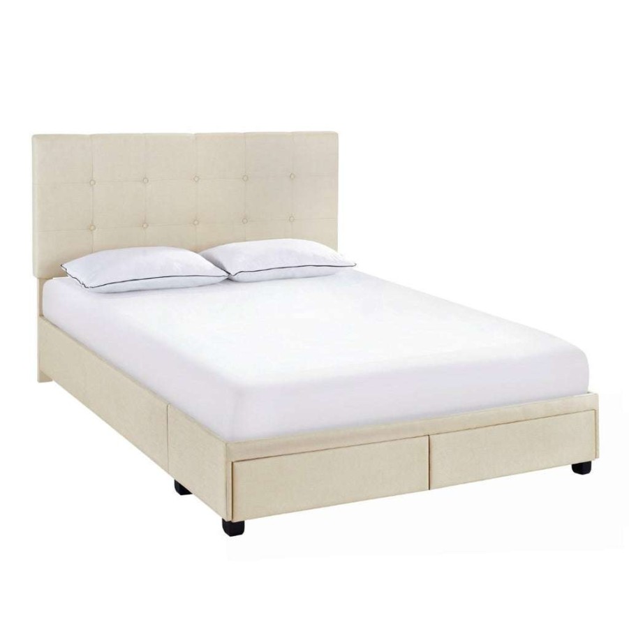 Bed * | Online Discount Accentrics Home Queen Storage Bed In Linen