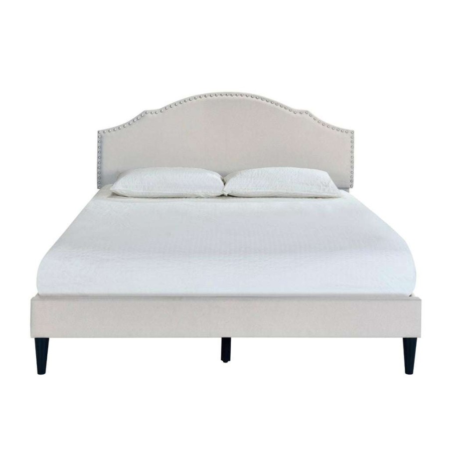 Bed * | Best Sale Accentrics Home Cavendish Upholstered Queen Bed In Warm Gray