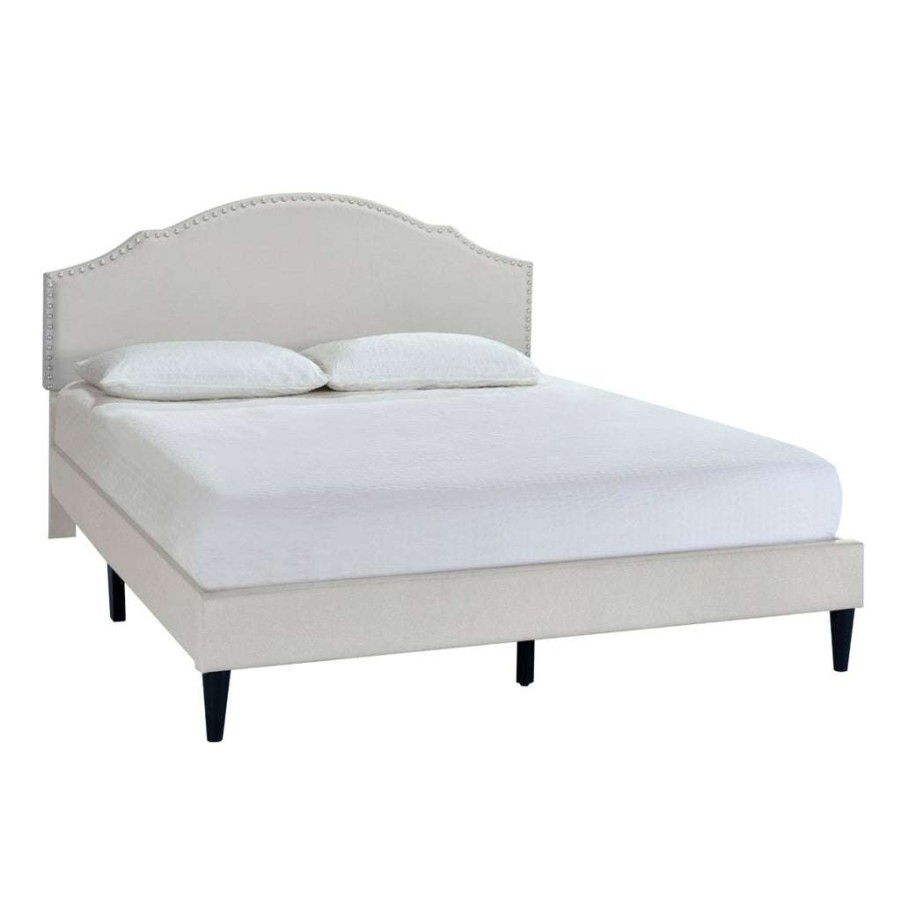 Bed * | Best Sale Accentrics Home Cavendish Upholstered Queen Bed In Warm Gray