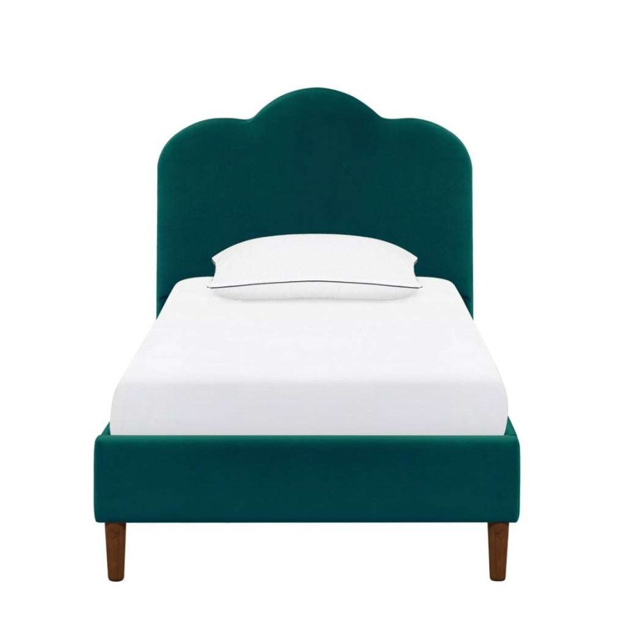 Bed * | Discount Accentrics Home Arched Upholstered Twin Platform Bed In Rainforest Blue Velvet